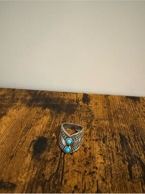 Silver Women's Statement Ring with Turquoise Stones